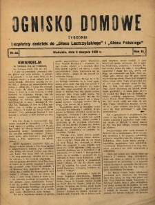 Ognisko Domowe: bezpłatny dodatek do "Głosu Leszczyńskiego" i &bdquo;Głosu Polskiego&rdquo; 1933.08.06 R.9 Nr32