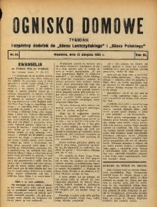 Ognisko Domowe: bezpłatny dodatek do "Głosu Leszczyńskiego" i &bdquo;Głosu Polskiego&rdquo; 1933.08.27 R.9 Nr35