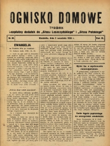 Ognisko Domowe: bezpłatny dodatek do "Głosu Leszczyńskiego" i &bdquo;Głosu Polskiego&rdquo; 1933.09.03 R.9 Nr36
