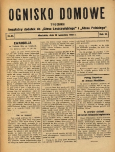 Ognisko Domowe: bezpłatny dodatek do "Głosu Leszczyńskiego" i „Głosu Polskiego” 1933.09.10 R.9 Nr37