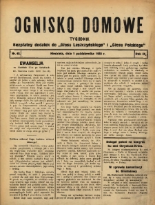 Ognisko Domowe: bezpłatny dodatek do "Głosu Leszczyńskiego" i &bdquo;Głosu Polskiego&rdquo; 1933.10.01 R.9 Nr40