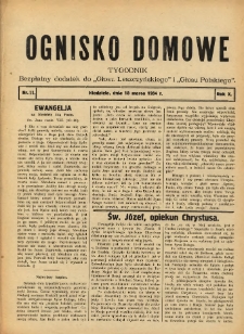 Ognisko Domowe: bezpłatny dodatek do "Głosu Leszczyńskiego" i „Głosu Polskiego” 1934.03.18 R.10 Nr11