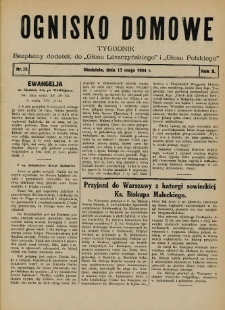 Ognisko Domowe: bezpłatny dodatek do "Głosu Leszczyńskiego" i „Głosu Polskiego” 1934.05.13 R.10 Nr19