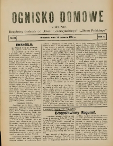 Ognisko Domowe: bezpłatny dodatek do "Głosu Leszczyńskiego" i &bdquo;Głosu Polskiego&rdquo; 1934.06.10 R.10 Nr23
