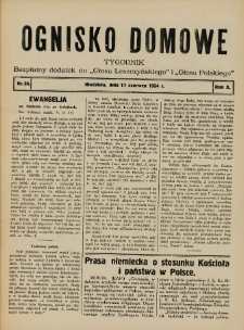 Ognisko Domowe: bezpłatny dodatek do "Głosu Leszczyńskiego" i &bdquo;Głosu Polskiego&rdquo; 1934.06.17 R.10 Nr24
