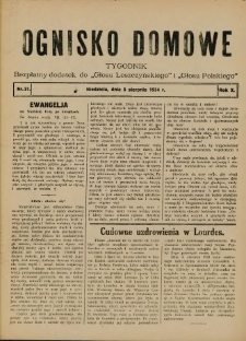 Ognisko Domowe: bezpłatny dodatek do "Głosu Leszczyńskiego" i „Głosu Polskiego” 1934.08.05 R.10 Nr31