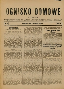 Ognisko Domowe: bezpłatny dodatek do "Głosu Leszczyńskiego" i &bdquo;Głosu Polskiego&rdquo; 1934.09.02 R.10 Nr35