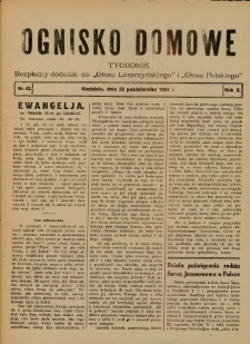 Ognisko Domowe: bezpłatny dodatek do "Głosu Leszczyńskiego" i &bdquo;Głosu Polskiego&rdquo; 1934.10.28 R.10 Nr43