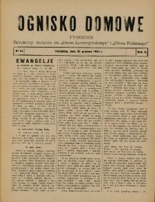 Ognisko Domowe: bezpłatny dodatek do "Głosu Leszczyńskiego" i &bdquo;Głosu Polskiego&rdquo; 1934.12.30 R.10 Nr52