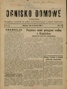 Ognisko Domowe: bezpłatny dodatek do "Głosu Leszczyńskiego" i &bdquo;Głosu Polskiego&rdquo; 1935.01.06 R.11 Nr1