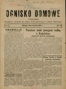 Ognisko Domowe: bezpłatny dodatek do "Głosu Leszczyńskiego" i „Głosu Polskiego” 1935.01.06 R.11 Nr1