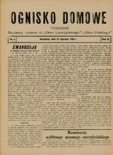Ognisko Domowe: bezpłatny dodatek do "Głosu Leszczyńskiego" i &bdquo;Głosu Polskiego&rdquo; 1935.01.27 R.11 Nr4