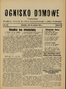 Ognisko Domowe: bezpłatny dodatek do "Głosu Leszczyńskiego" i &bdquo;Głosu Polskiego&rdquo; 1935.08.25 R.11 Nr34
