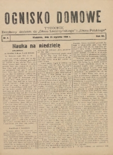 Ognisko Domowe: bezpłatny dodatek do "Głosu Leszczyńskiego" i &bdquo;Głosu Polskiego&rdquo; 1936.01.26 R.12 Nr4