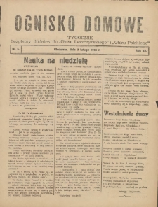 Ognisko Domowe: bezpłatny dodatek do "Głosu Leszczyńskiego" i &bdquo;Głosu Polskiego&rdquo; 1936.02.02 R.12 Nr5