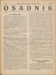 Osadnik. Dodatek do: Poradnik Gospodarski: pismo tygodniowe: organ k&oacute;łek rolniczych w Wielkiem Księstwie Poznańskiem: organ k&oacute;łek włościańsko-rolniczych w Wielkiem Księstwie Poznańskiem. 1931.08.16 R.1 Nr15