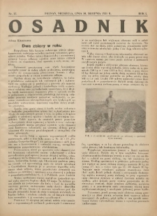 Osadnik. Dodatek do: Poradnik Gospodarski: pismo tygodniowe: organ k&oacute;łek rolniczych w Wielkiem Księstwie Poznańskiem: organ k&oacute;łek włościańsko-rolniczych w Wielkiem Księstwie Poznańskiem. 1931.08.30 R.1 Nr17