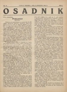 Osadnik. Dodatek do: Poradnik Gospodarski: pismo tygodniowe: organ k&oacute;łek rolniczych w Wielkiem Księstwie Poznańskiem: organ k&oacute;łek włościańsko-rolniczych w Wielkiem Księstwie Poznańskiem. 1931.09.13 R.1 Nr19