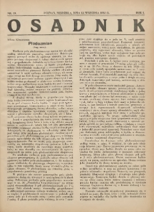 Osadnik. Dodatek do: Poradnik Gospodarski: pismo tygodniowe: organ kółek rolniczych w Wielkiem Księstwie Poznańskiem: organ kółek włościańsko-rolniczych w Wielkiem Księstwie Poznańskiem. 1931.09.13 R.1 Nr19