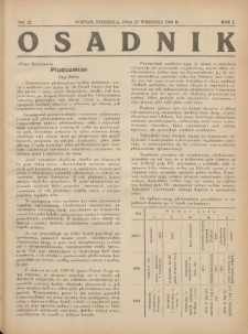 Osadnik. Dodatek do: Poradnik Gospodarski: pismo tygodniowe: organ kółek rolniczych w Wielkiem Księstwie Poznańskiem: organ kółek włościańsko-rolniczych w Wielkiem Księstwie Poznańskiem. 1931.09.27 R.1 Nr21