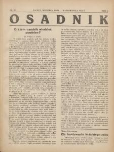 Osadnik. Dodatek do: Poradnik Gospodarski: pismo tygodniowe: organ kółek rolniczych w Wielkiem Księstwie Poznańskiem: organ kółek włościańsko-rolniczych w Wielkiem Księstwie Poznańskiem. 1931.09.11 R.1 Nr23