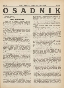 Osadnik. Dodatek do: Poradnik Gospodarski: pismo tygodniowe: organ k&oacute;łek rolniczych w Wielkiem Księstwie Poznańskiem: organ k&oacute;łek włościańsko-rolniczych w Wielkiem Księstwie Poznańskiem. 1931.11.29 R.1 Nr30