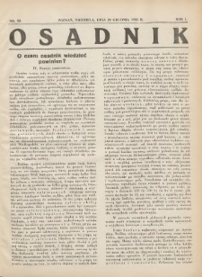 Osadnik. Dodatek do: Poradnik Gospodarski: pismo tygodniowe: organ kółek rolniczych w Wielkiem Księstwie Poznańskiem: organ kółek włościańsko-rolniczych w Wielkiem Księstwie Poznańskiem. 1931.12.20 R.1 Nr33