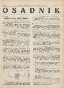 Osadnik. Dodatek do: Poradnik Gospodarski: pismo tygodniowe: organ k&oacute;łek rolniczych w Wielkiem Księstwie Poznańskiem: organ k&oacute;łek włościańsko-rolniczych w Wielkiem Księstwie Poznańskiem. 1931.12.27 R.1 Nr34