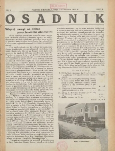 Osadnik. Dodatek do: Poradnik Gospodarski: pismo tygodniowe: organ kółek rolniczych w Wielkiem Księstwie Poznańskiem: organ kółek włościańsko-rolniczych w Wielkiem Księstwie Poznańskiem. 1932.01. R.2 Nr1