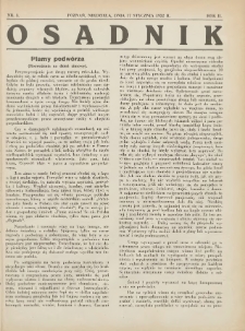 Osadnik. Dodatek do: Poradnik Gospodarski: pismo tygodniowe: organ k&oacute;łek rolniczych w Wielkiem Księstwie Poznańskiem: organ k&oacute;łek włościańsko-rolniczych w Wielkiem Księstwie Poznańskiem. 1932.01.17 R.2 Nr3