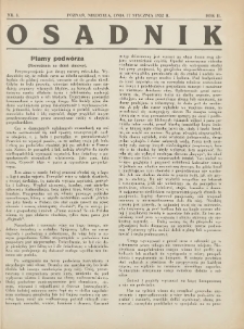 Osadnik. Dodatek do: Poradnik Gospodarski: pismo tygodniowe: organ kółek rolniczych w Wielkiem Księstwie Poznańskiem: organ kółek włościańsko-rolniczych w Wielkiem Księstwie Poznańskiem. 1932.01.17 R.2 Nr3