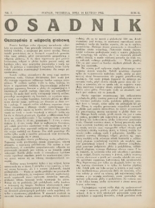 Osadnik. Dodatek do: Poradnik Gospodarski: pismo tygodniowe: organ k&oacute;łek rolniczych w Wielkiem Księstwie Poznańskiem: organ k&oacute;łek włościańsko-rolniczych w Wielkiem Księstwie Poznańskiem. 1932.02.14 R.2 Nr7