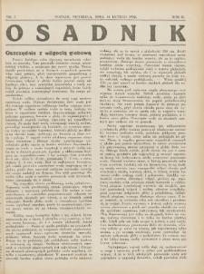 Osadnik. Dodatek do: Poradnik Gospodarski: pismo tygodniowe: organ kółek rolniczych w Wielkiem Księstwie Poznańskiem: organ kółek włościańsko-rolniczych w Wielkiem Księstwie Poznańskiem. 1932.02.14 R.2 Nr7