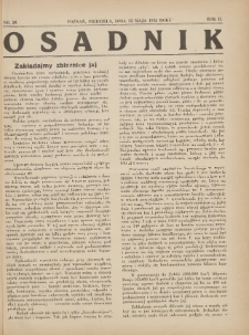 Osadnik. Dodatek do: Poradnik Gospodarski: pismo tygodniowe: organ k&oacute;łek rolniczych w Wielkiem Księstwie Poznańskiem: organ k&oacute;łek włościańsko-rolniczych w Wielkiem Księstwie Poznańskiem. 1932.05.15 R.2 Nr20