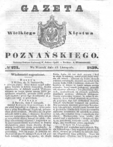 Gazeta Wielkiego Xięstwa Poznańskiego 1839.11.19 Nr271