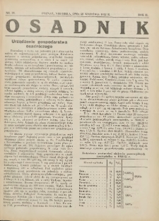 Osadnik. Dodatek do: Poradnik Gospodarski: pismo tygodniowe: organ k&oacute;łek rolniczych w Wielkiem Księstwie Poznańskiem: organ k&oacute;łek włościańsko-rolniczych w Wielkiem Księstwie Poznańskiem. 1932.09.25 R.2 Nr39