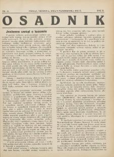 Osadnik. Dodatek do: Poradnik Gospodarski: pismo tygodniowe: organ k&oacute;łek rolniczych w Wielkiem Księstwie Poznańskiem: organ k&oacute;łek włościańsko-rolniczych w Wielkiem Księstwie Poznańskiem. 1932.10.09 R.2 Nr41