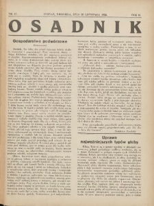 Osadnik. Dodatek do: Poradnik Gospodarski: pismo tygodniowe: organ k&oacute;łek rolniczych w Wielkiem Księstwie Poznańskiem: organ k&oacute;łek włościańsko-rolniczych w Wielkiem Księstwie Poznańskiem. 1932.11.20 R.2 Nr47