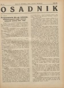 Osadnik. Dodatek do: Poradnik Gospodarski: pismo tygodniowe: organ kółek rolniczych w Wielkiem Księstwie Poznańskiem: organ kółek włościańsko-rolniczych w Wielkiem Księstwie Poznańskiem. 1932.03.05 R.3 Nr10