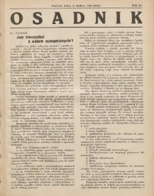 Osadnik. Dodatek do: Poradnik Gospodarski: pismo tygodniowe: organ kółek rolniczych w Wielkiem Księstwie Poznańskiem: organ kółek włościańsko-rolniczych w Wielkiem Księstwie Poznańskiem. 1932.03.15 R.3 Nr