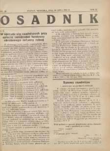 Osadnik. Dodatek do: Poradnik Gospodarski: pismo tygodniowe: organ k&oacute;łek rolniczych w Wielkiem Księstwie Poznańskiem: organ k&oacute;łek włościańsko-rolniczych w Wielkiem Księstwie Poznańskiem. 1933.07.30 R.3 Nr28