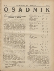 Osadnik. Dodatek do: Poradnik Gospodarski: pismo tygodniowe: organ k&oacute;łek rolniczych w Wielkiem Księstwie Poznańskiem: organ k&oacute;łek włościańsko-rolniczych w Wielkiem Księstwie Poznańskiem. 1933.08.06 R.3 Nr29
