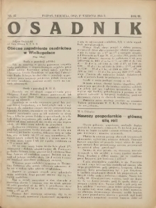 Osadnik. Dodatek do: Poradnik Gospodarski: pismo tygodniowe: organ kółek rolniczych w Wielkiem Księstwie Poznańskiem: organ kółek włościańsko-rolniczych w Wielkiem Księstwie Poznańskiem. 1933.09.17 R.3 Nr35