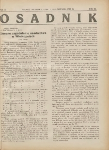 Osadnik. Dodatek do: Poradnik Gospodarski: pismo tygodniowe: organ kółek rolniczych w Wielkiem Księstwie Poznańskiem: organ kółek włościańsko-rolniczych w Wielkiem Księstwie Poznańskiem. 1933.10.01 R.3 Nr37
