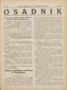 Osadnik. Dodatek do: Poradnik Gospodarski: pismo tygodniowe: organ kółek rolniczych w Wielkiem Księstwie Poznańskiem: organ kółek włościańsko-rolniczych w Wielkiem Księstwie Poznańskiem. 1933.10.08 R.3 Nr38