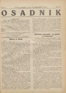 Osadnik. Dodatek do: Poradnik Gospodarski: pismo tygodniowe: organ k&oacute;łek rolniczych w Wielkiem Księstwie Poznańskiem: organ k&oacute;łek włościańsko-rolniczych w Wielkiem Księstwie Poznańskiem. 1933.10.22 R.3 Nr40
