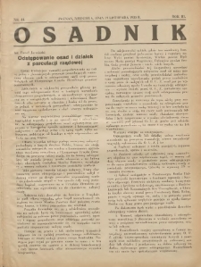 Osadnik. Dodatek do: Poradnik Gospodarski: pismo tygodniowe: organ kółek rolniczych w Wielkiem Księstwie Poznańskiem: organ kółek włościańsko-rolniczych w Wielkiem Księstwie Poznańskiem. 1933.11.19 R.3 Nr44