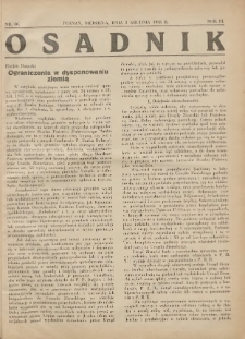Osadnik. Dodatek do: Poradnik Gospodarski: pismo tygodniowe: organ k&oacute;łek rolniczych w Wielkiem Księstwie Poznańskiem: organ k&oacute;łek włościańsko-rolniczych w Wielkiem Księstwie Poznańskiem. 1933.12.03 R.3 Nr46