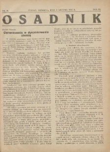 Osadnik. Dodatek do: Poradnik Gospodarski: pismo tygodniowe: organ kółek rolniczych w Wielkiem Księstwie Poznańskiem: organ kółek włościańsko-rolniczych w Wielkiem Księstwie Poznańskiem. 1933.12.03 R.3 Nr46