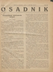 Osadnik. Dodatek do: Poradnik Gospodarski: pismo tygodniowe: organ k&oacute;łek rolniczych w Wielkiem Księstwie Poznańskiem: organ k&oacute;łek włościańsko-rolniczych w Wielkiem Księstwie Poznańskiem. 1933.12.17 R.3 Nr48